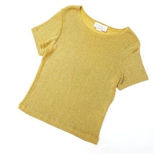 Vintage Gold Metallic Cropped Short Sleeve Top